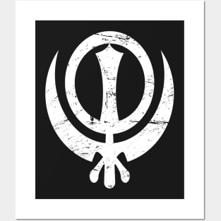 Distressed Sikh Khanda Posters and Art